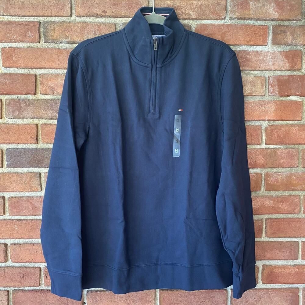 Tommy Hilfiger Solid Quarter Zip Sweatshirt Navy Medium
